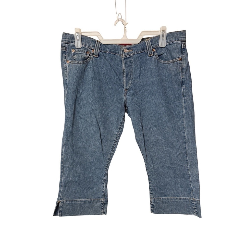 Levis Capri Jeans‎ Juniors 15 Blue Low Slouch Stretch Cuffed Denim Button Fly